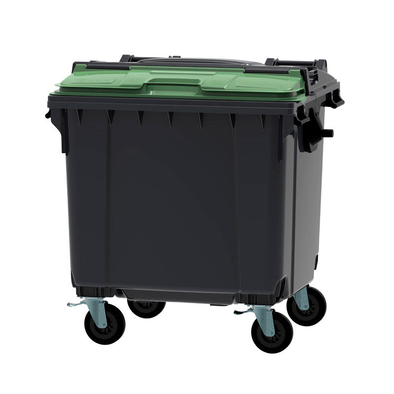 Container 1100 liter split deksel grijs/groen