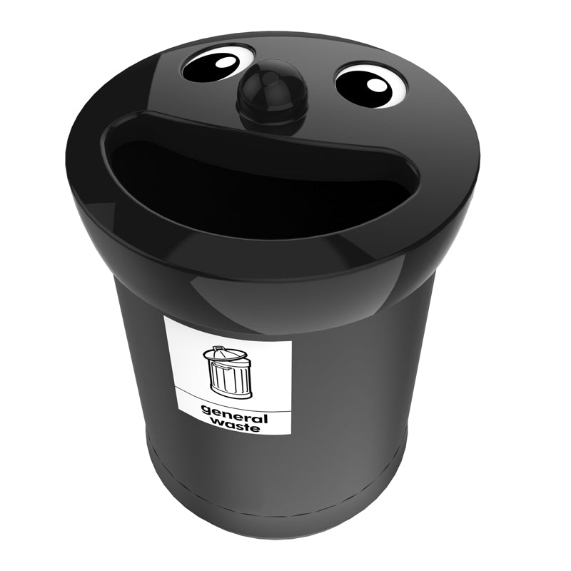 V-Part Smiley Face Bin General Waste 52 liter zwart