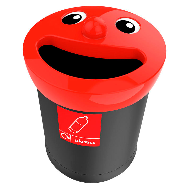 V-Part Smiley Face Bin Plastics 52 liter zwart met rood deksel