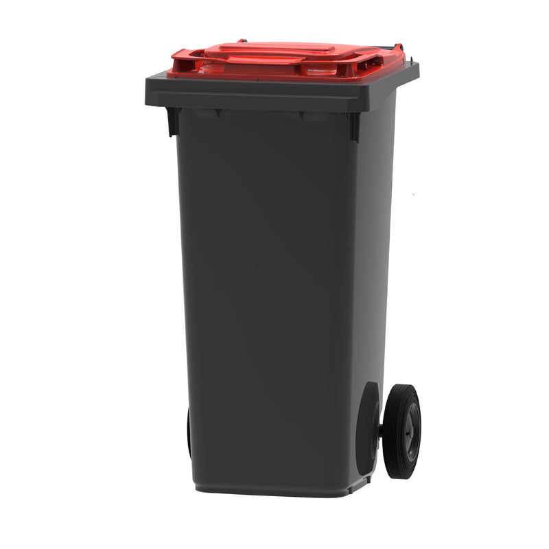Mini-container 120 liter grijs/rood