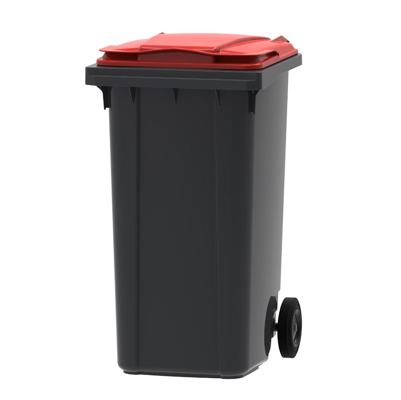 Mini-container 240 liter grijs/rood