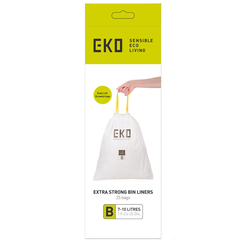 EKO afvalzakken 7-10 liter code B wit, 4 x 6 x 25 stuks