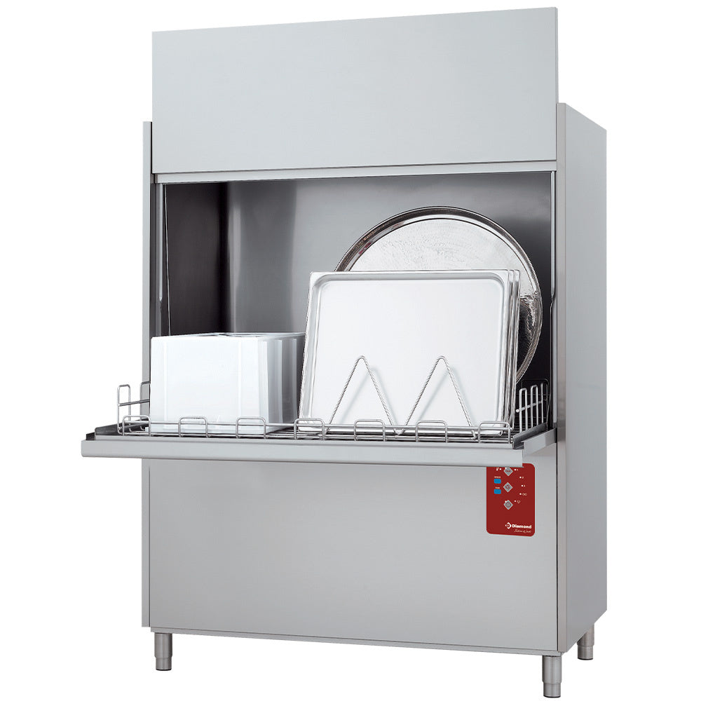 Pannenwasmachine met guillotinedeur, mand 132 x 70 cm, met Break Tank, Diamond DP32L/8P