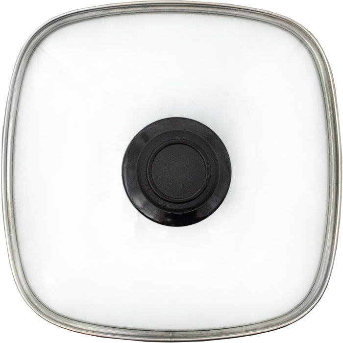 Eurolux Volledig Glazen Deksel, vierkant 28 x 28 cm, inclusief dekselknop