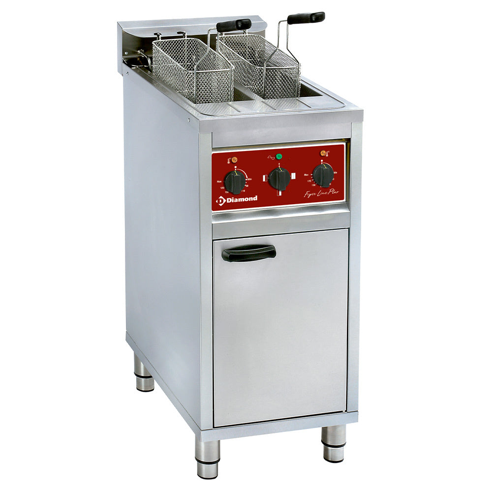 Elektrische friteuse 2x 10 liter op onderstel, Diamond FSM-2V6E/N