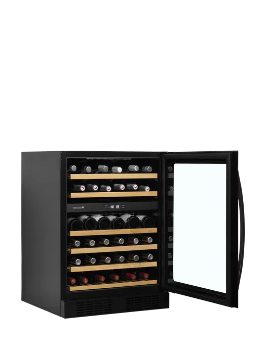 TEFCOLD Zwarte Wijnkoelkast met Glazen Deur