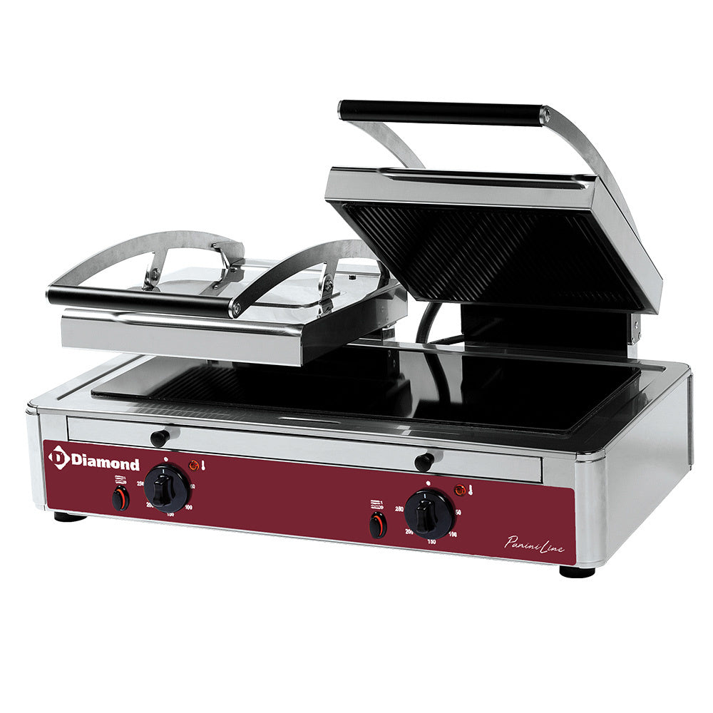 Dubbele paninigrill met vitrokeramische platen, Diamond LGV62/F