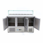 Pizzawerkbank - 137 cm - 3 Deuren - 8 x 1/6 GN - incl. Glazen Afdekking