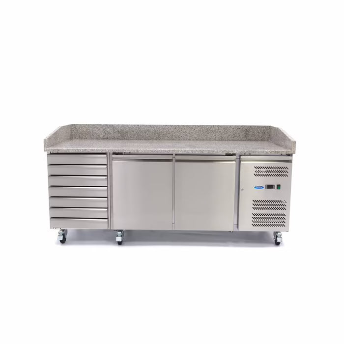 Pizzawerkbank - 202 cm - 2 Deuren - 5 x 1/6 GN - 7 Laden