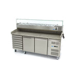 Pizzawerkbank - 202 cm - 2 Deuren - 5 x 1/6 GN - 7 Laden