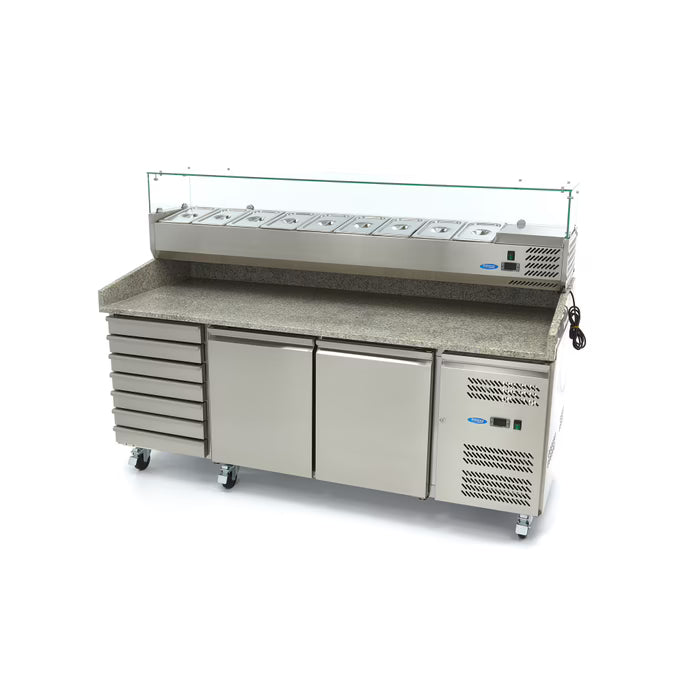 Pizzawerkbank - 202 cm - 2 Deuren - 5 x 1/6 GN - 7 Laden