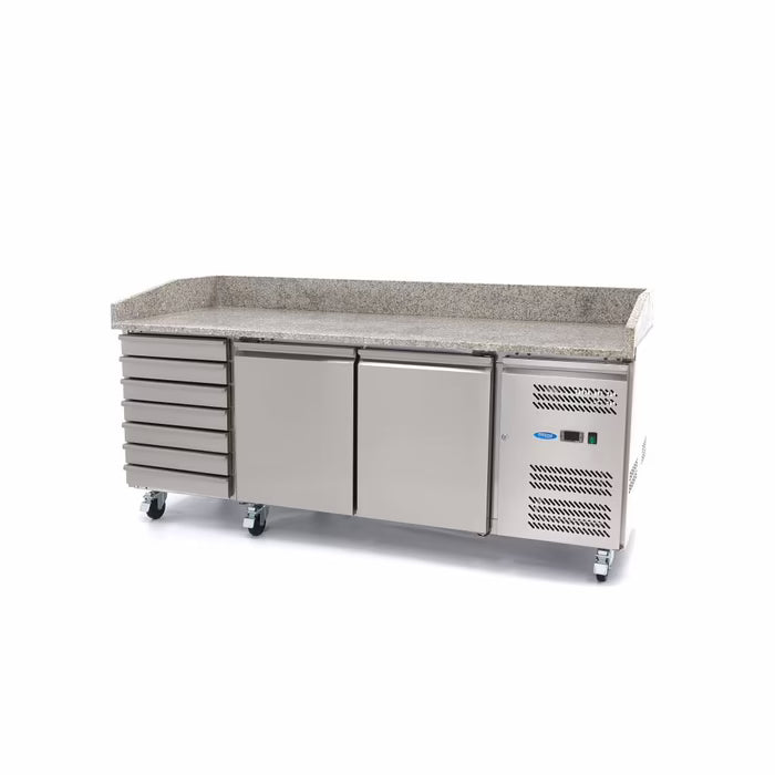 Pizzawerkbank - 202 cm - 2 Deuren - 5 x 1/6 GN - 7 Laden