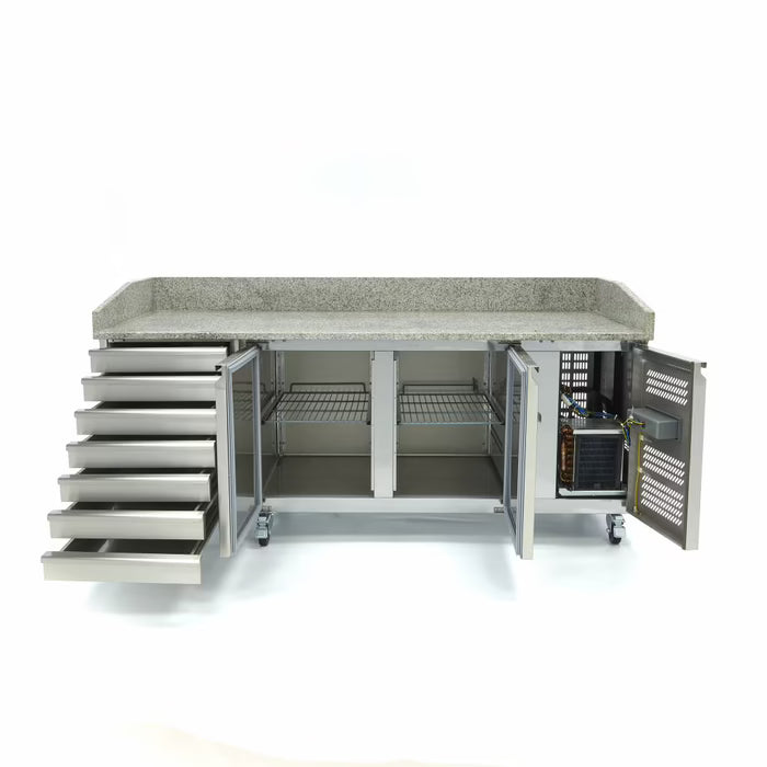 Pizzawerkbank - 202 cm - 2 Deuren - 5 x 1/6 GN - 7 Laden