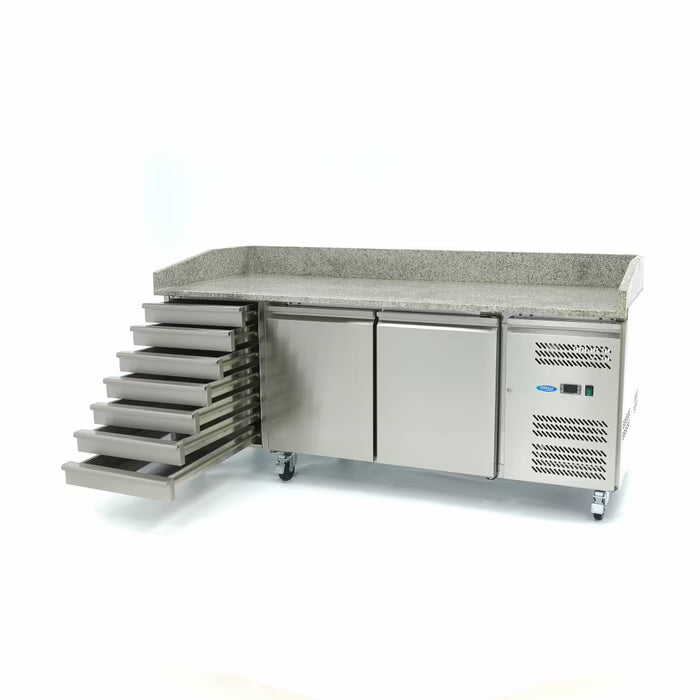Pizzawerkbank - 202 cm - 2 Deuren - 5 x 1/6 GN - 7 Laden