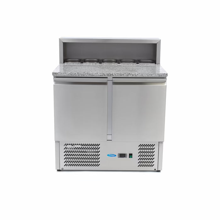 Pizzawerkbank - 90 cm - 2 Deuren - 5 x 1/6 GN - incl. RVS Afdekking