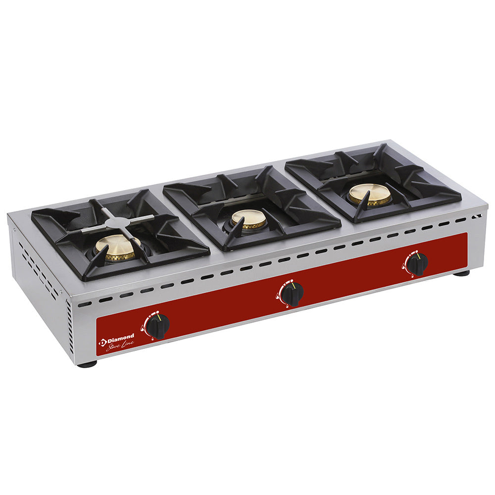 Gas-tafelfornuis, 3 branders (7+5+7 kW), Diamond RF3G/Q