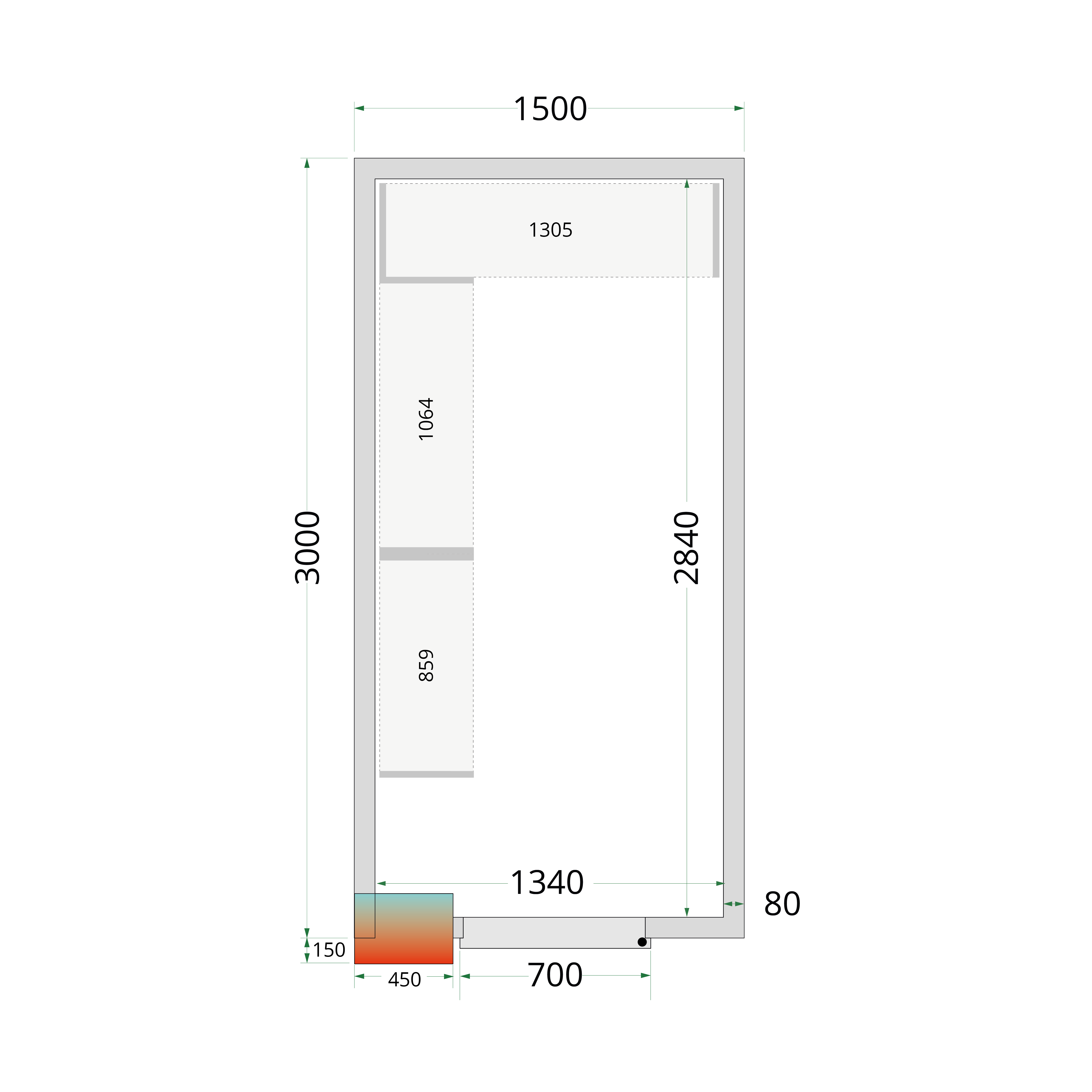 TEFCOLD Koelcelpanelen 80 mm CR 150x300x220