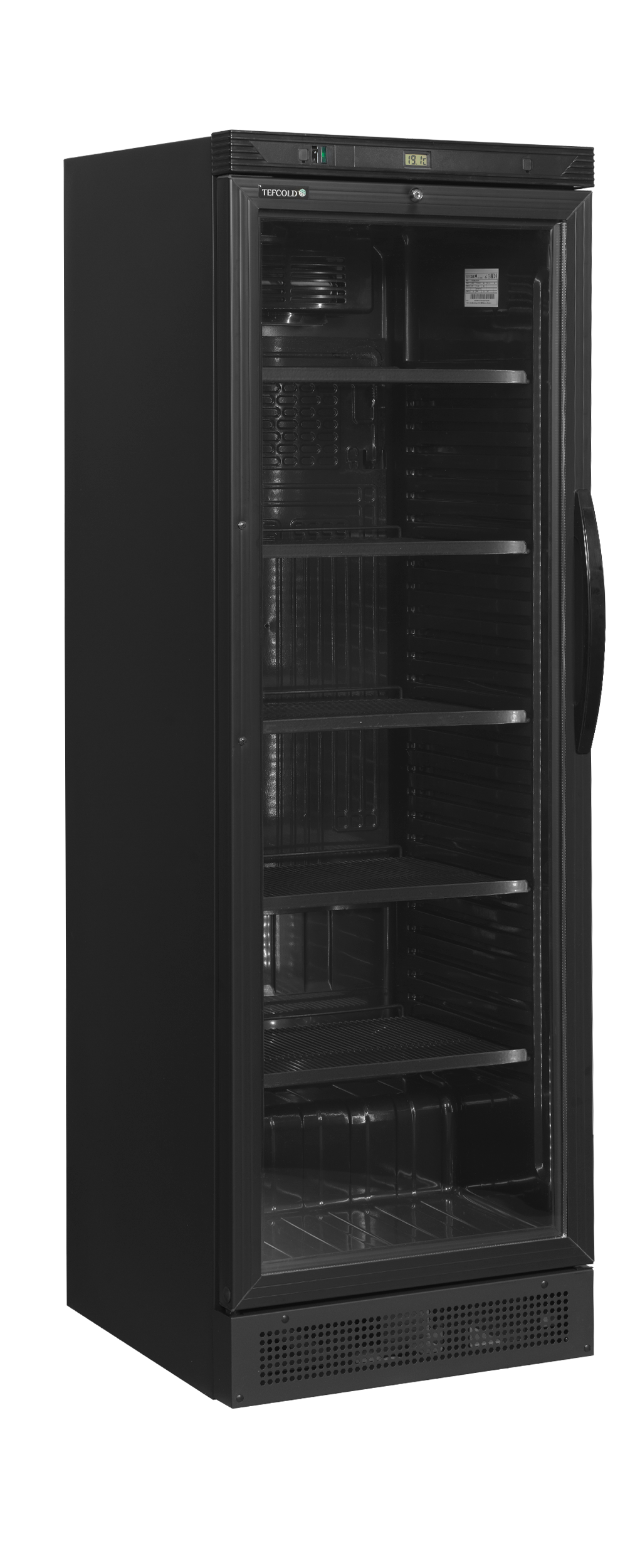 TEFCOLD Zwarte flessenkoeler, links scharnierend CEV425 BLACK L/H