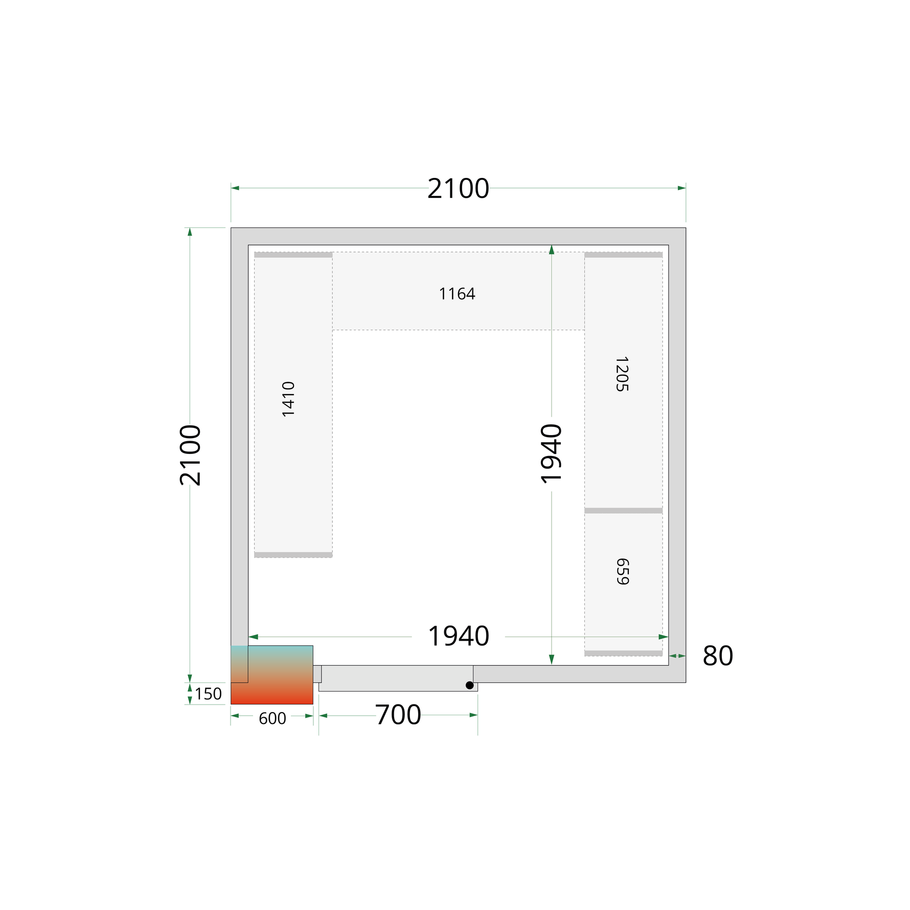TEFCOLD Koelcelpanelen 80 mm CR 210x210x220