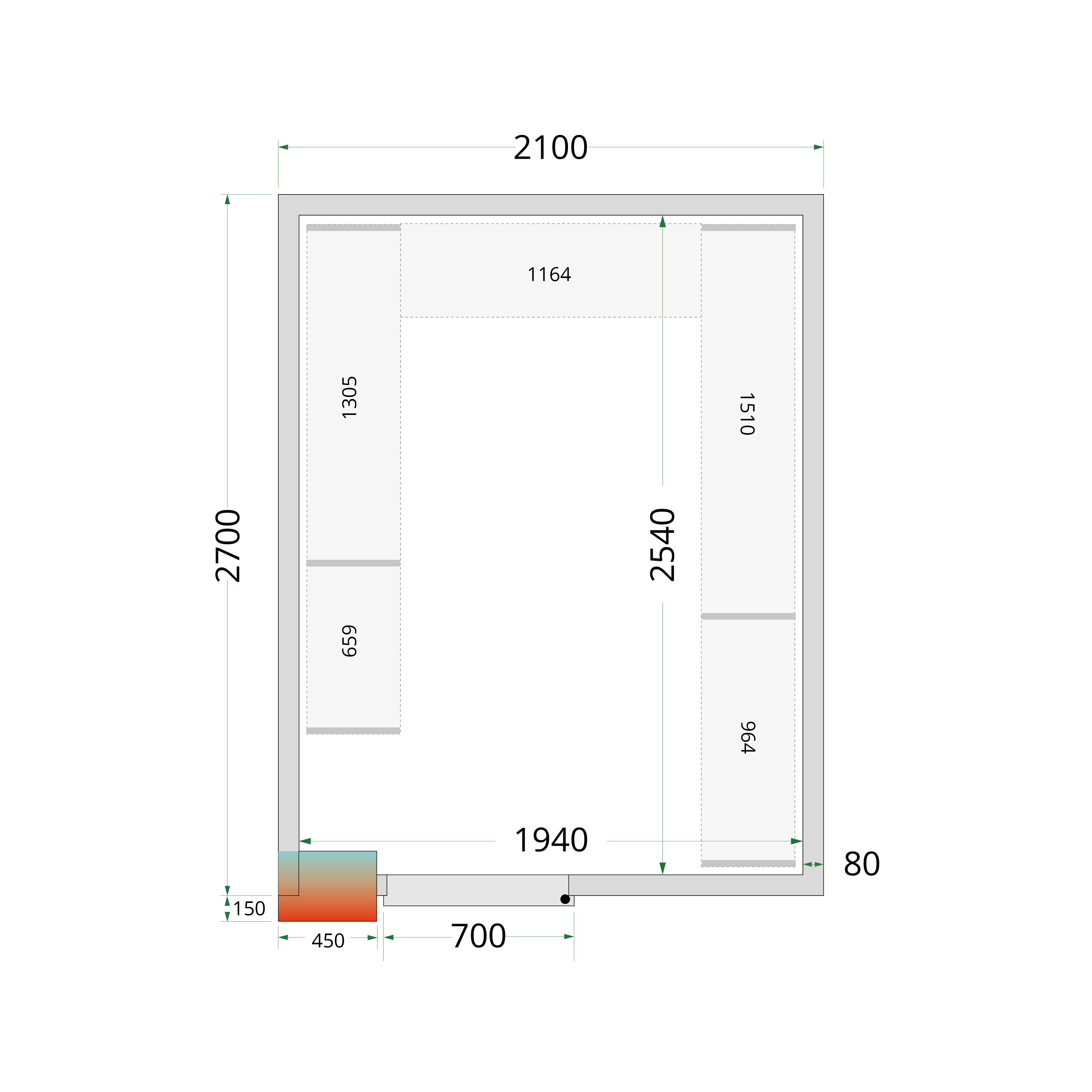 TEFCOLD Koelcelpanelen 80 mm CR 210x270x220