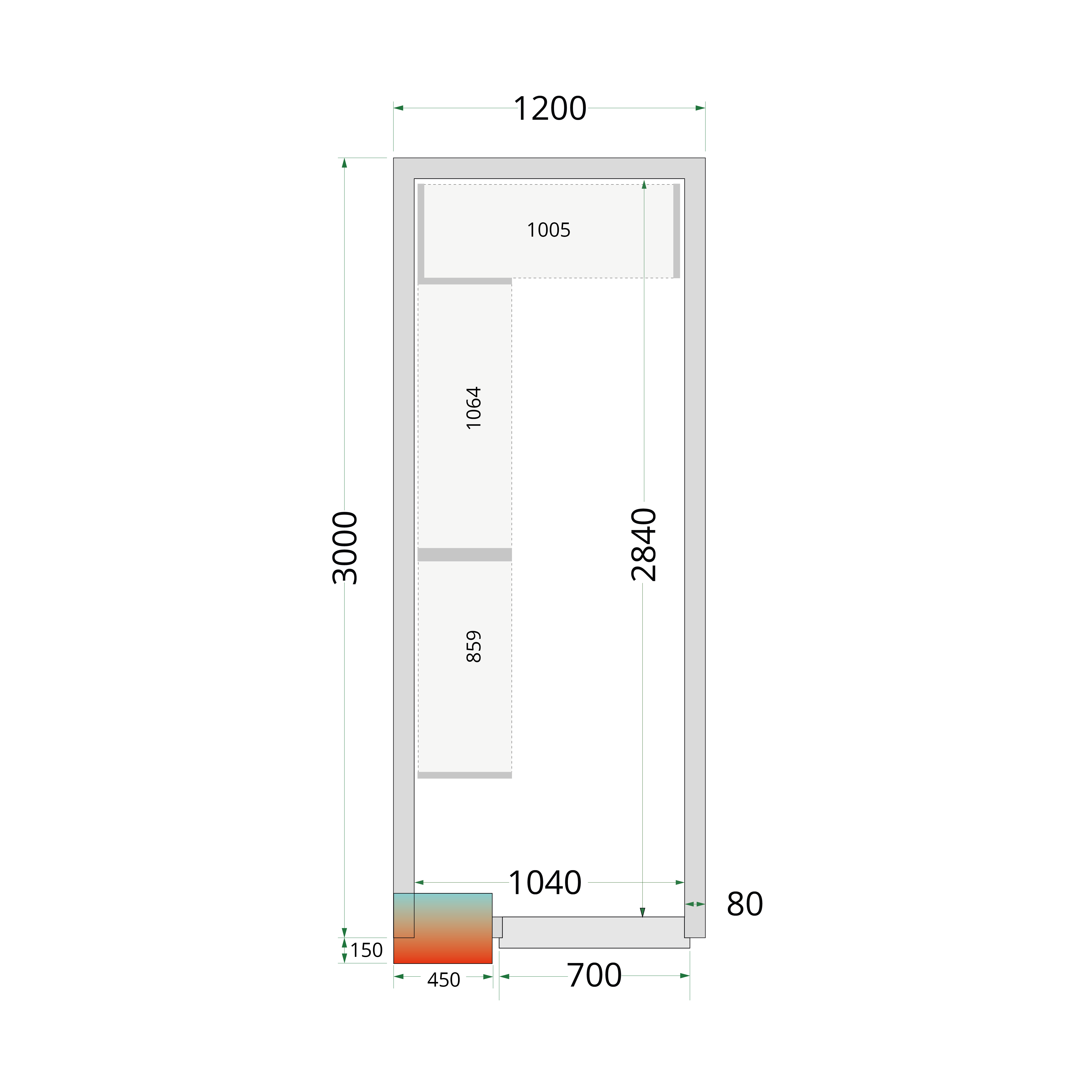 TEFCOLD Koelcelpanelen 80 mm CR 120x300x220