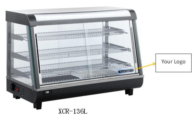 TEFCOLD Warmhoud vitrine 4 zijden glas RCR-136 HOT