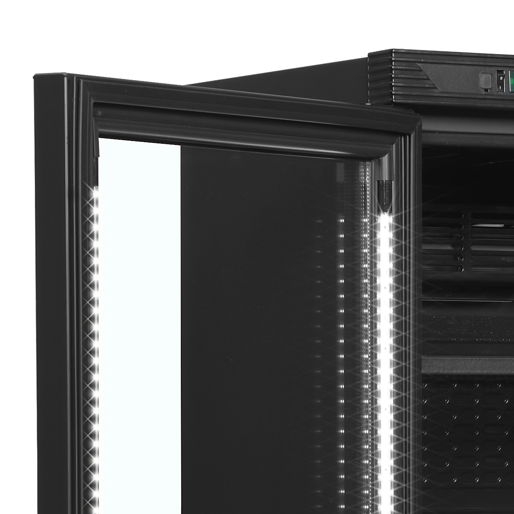 TEFCOLD Zwarte flessenkoeler, links scharnierend CEV425 BLACK L/H