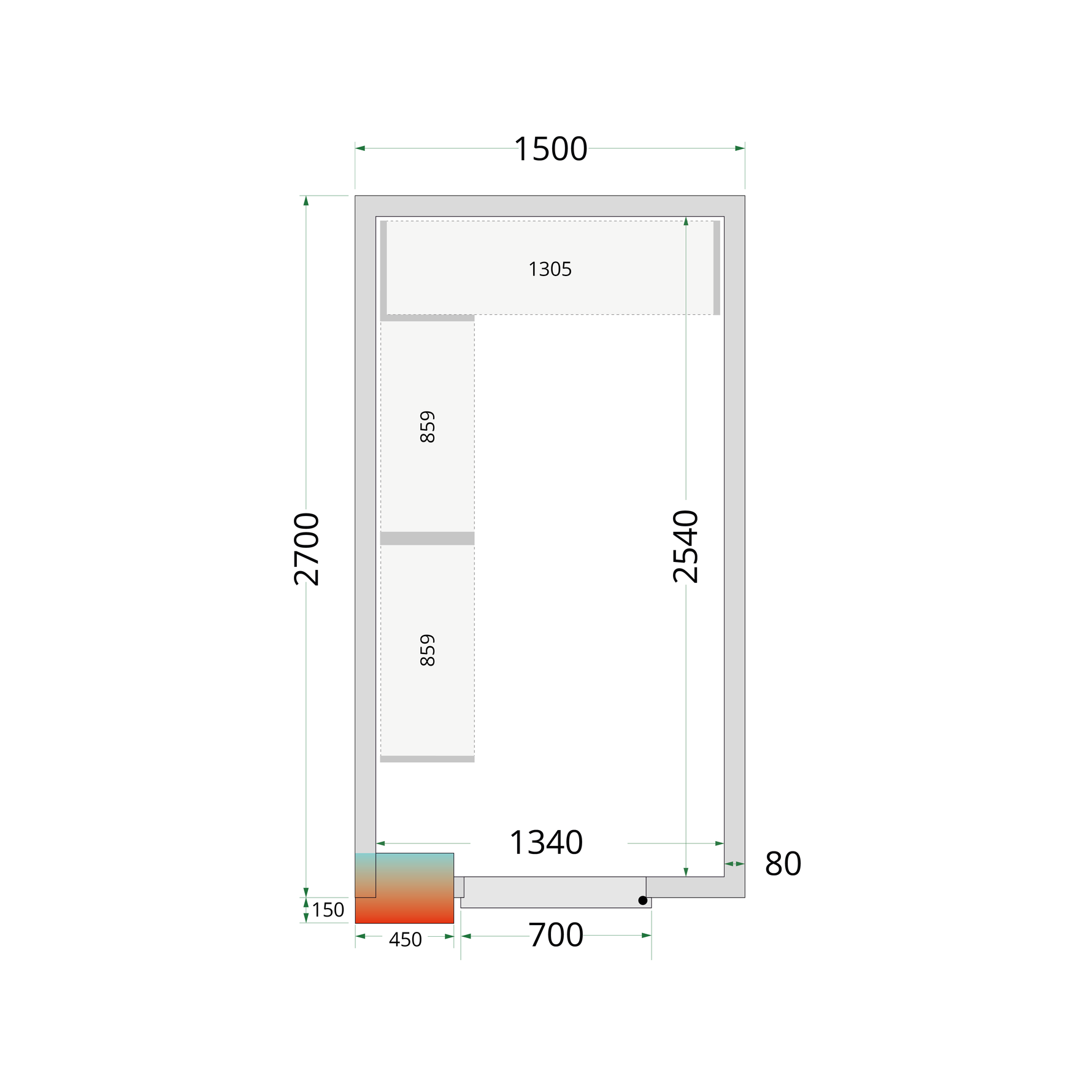TEFCOLD Koelcelpanelen 80 mm CR 150x270x220