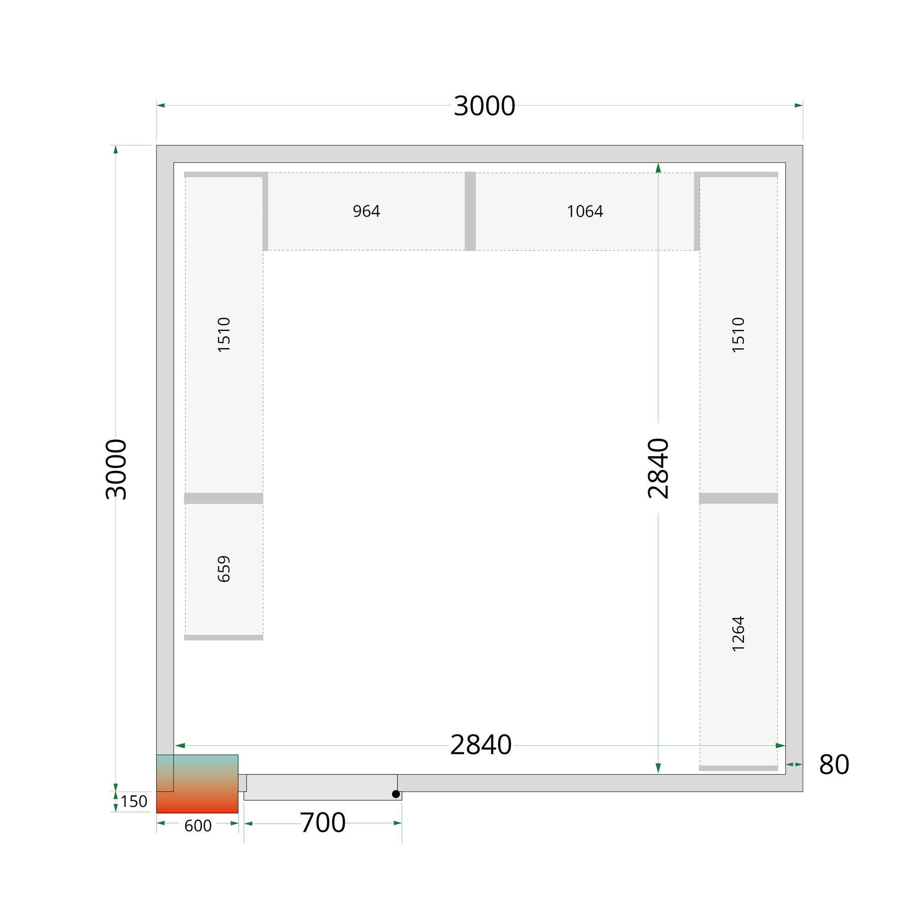 TEFCOLD Koelcelpanelen 80 mm CR 300x300x220
