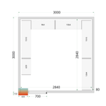 TEFCOLD Koelcelpanelen 80 mm - zonder vloer CR 300x300x212 NF