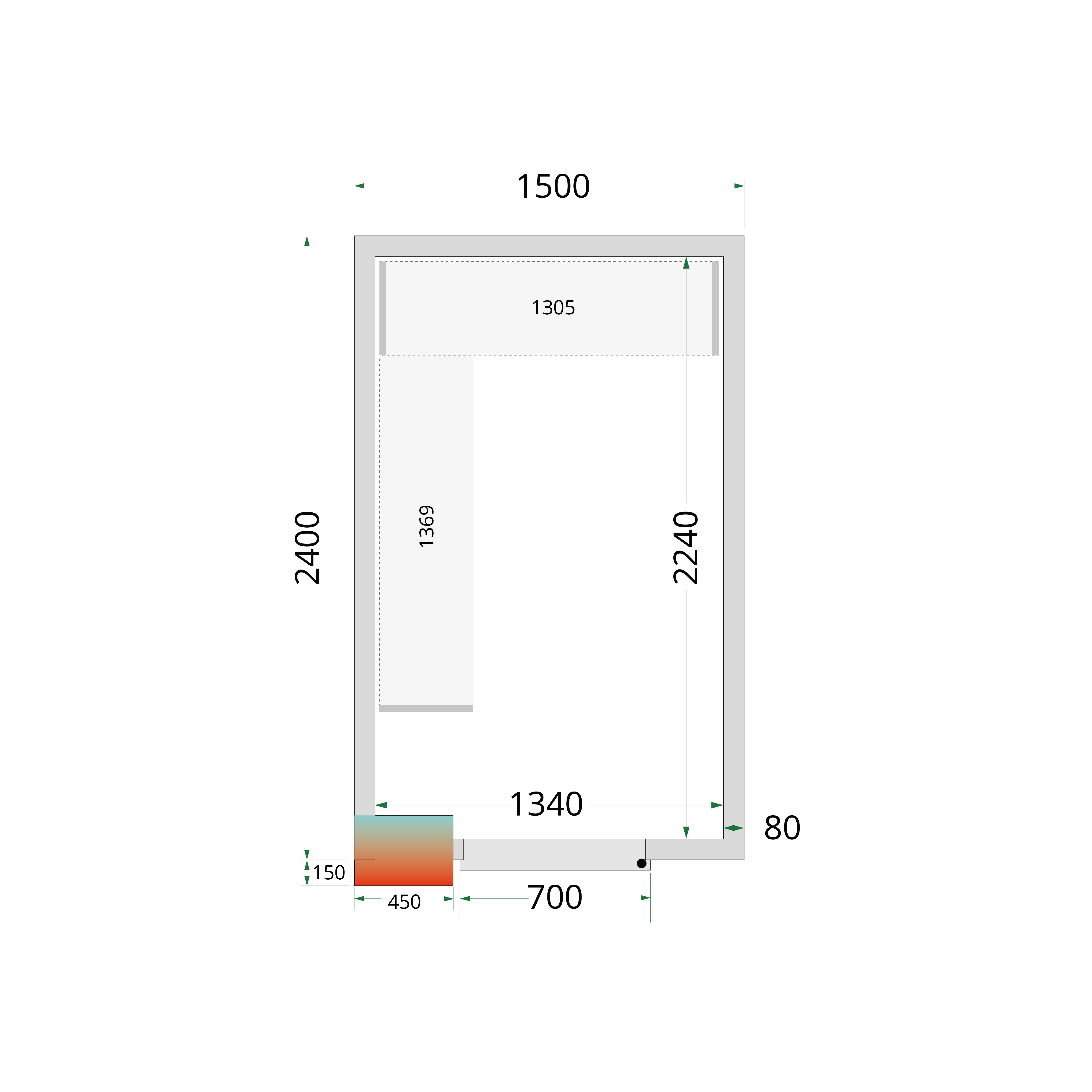 TEFCOLD Koelcelpanelen 80 mm CR 150x240x220