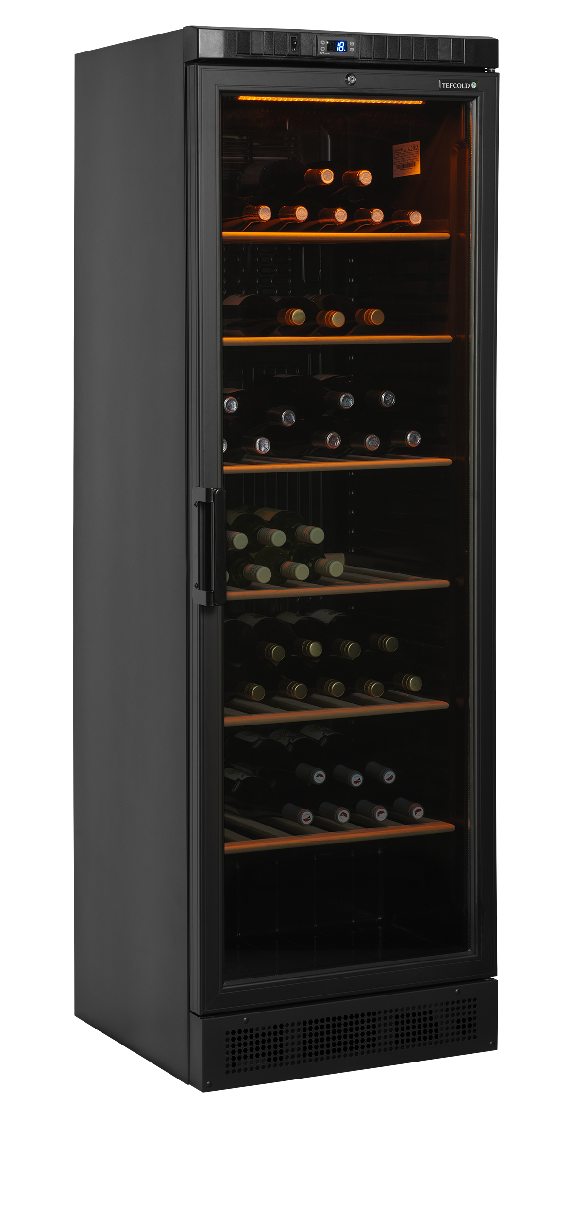 TEFCOLD Zwarte wijnkoeler - Glas deur CPV1380E
