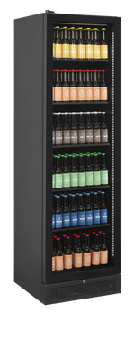 TEFCOLD Zwarte displaykoeler, linkerkant scharnierend SCU1425 FRAMELESS L/H