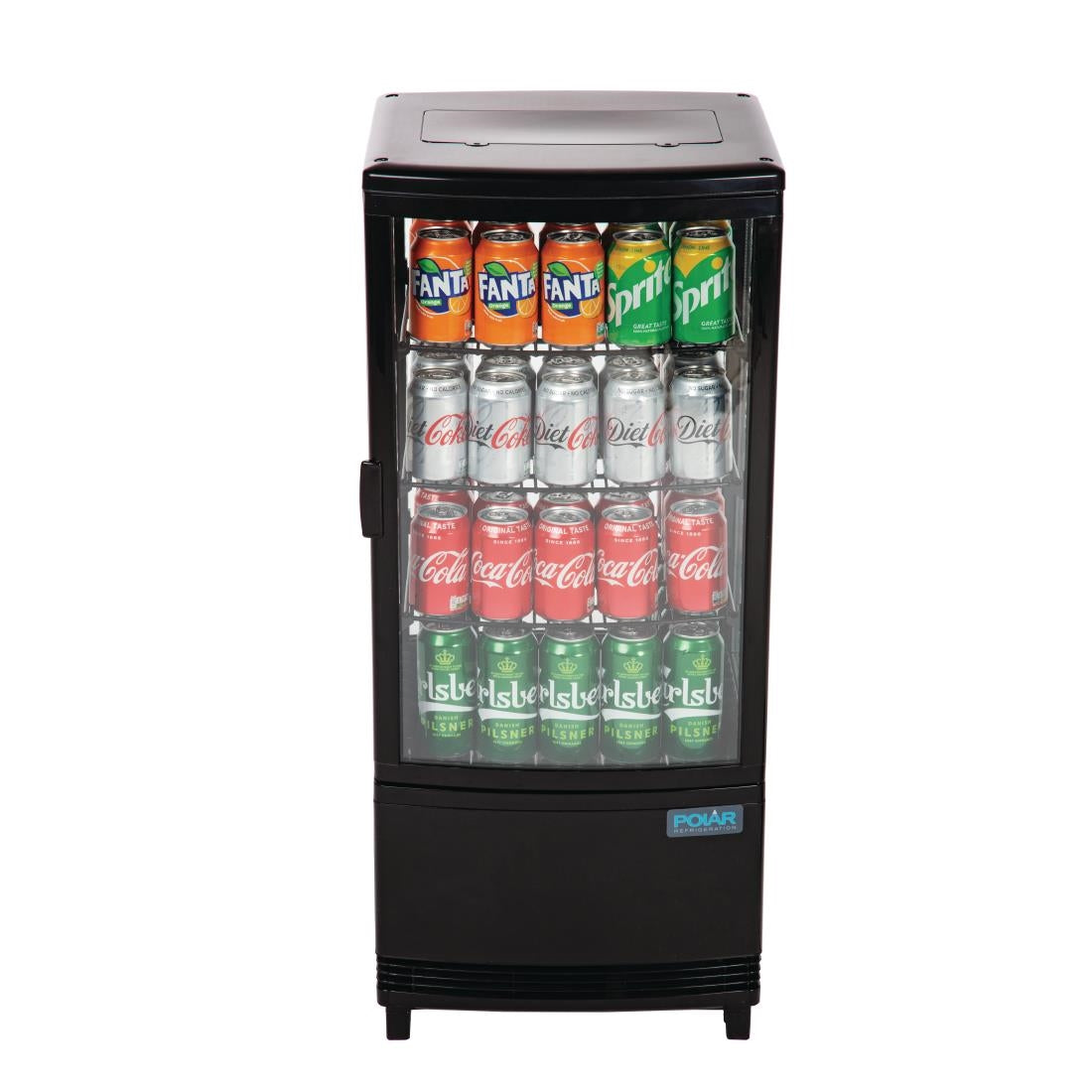 Polar C-Series Energiezuinige Koelkast Met Gebogen Deur Zwart 86Ltr