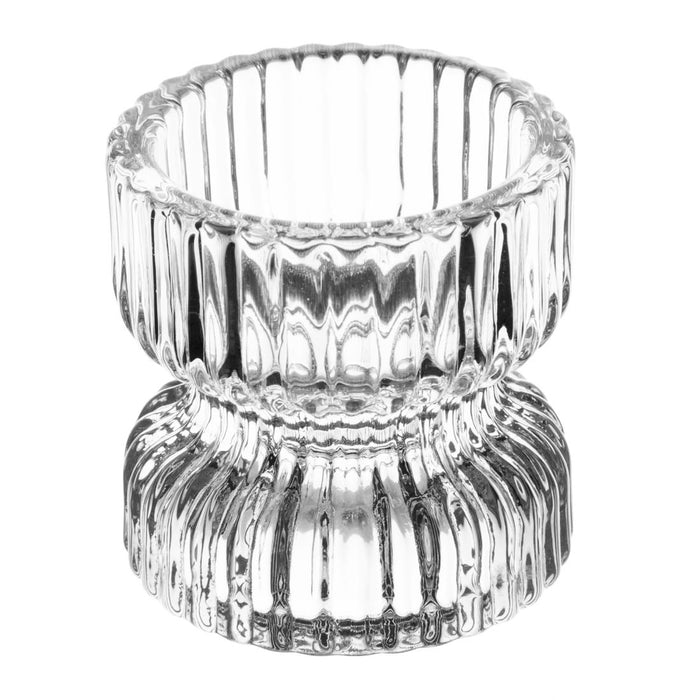 Olympia Geribbelde Glazen Theelicht/Kaarshouders 52x52mm (6 stuks)