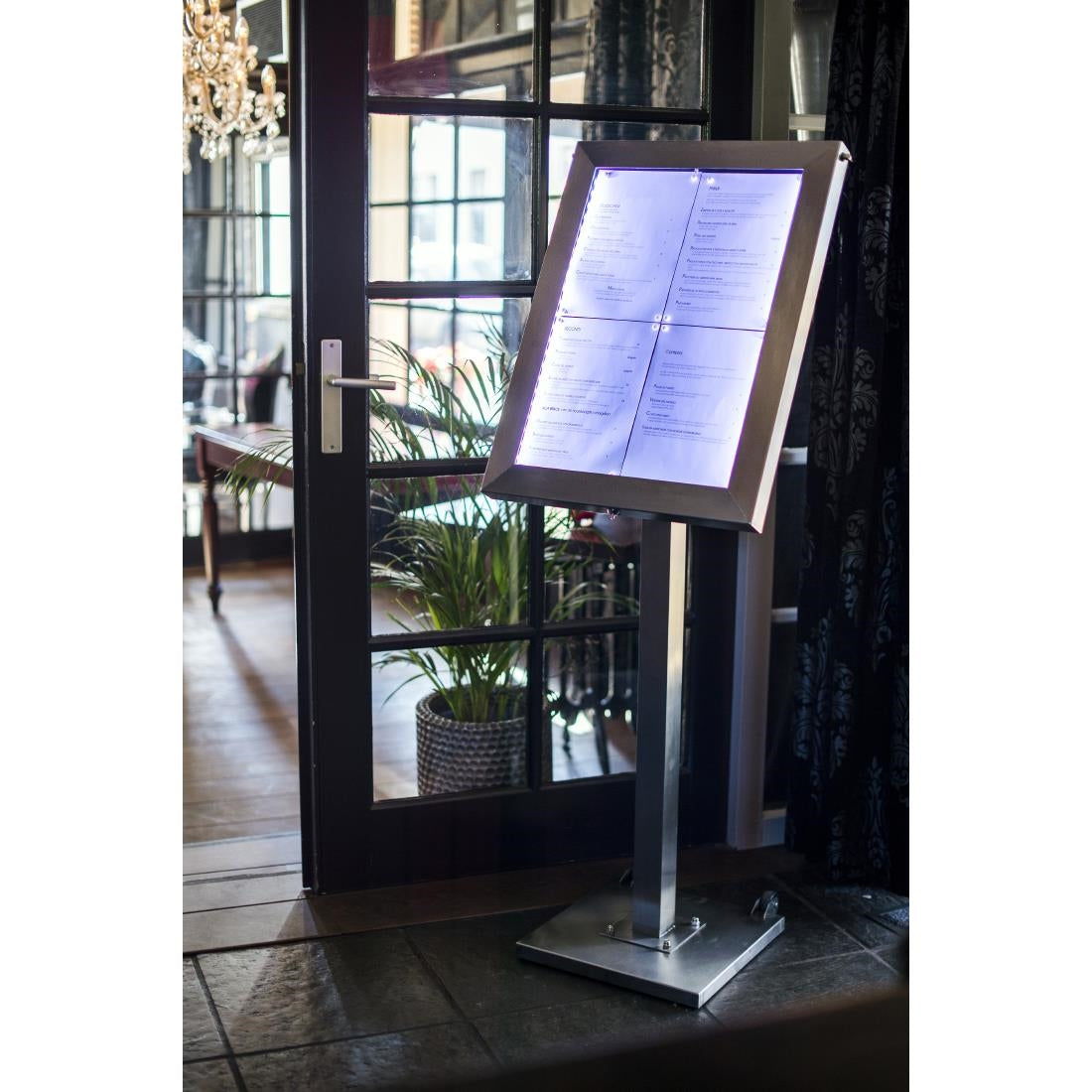 Securit RVS Gekleurd LED 4XA4 display met paal en voet