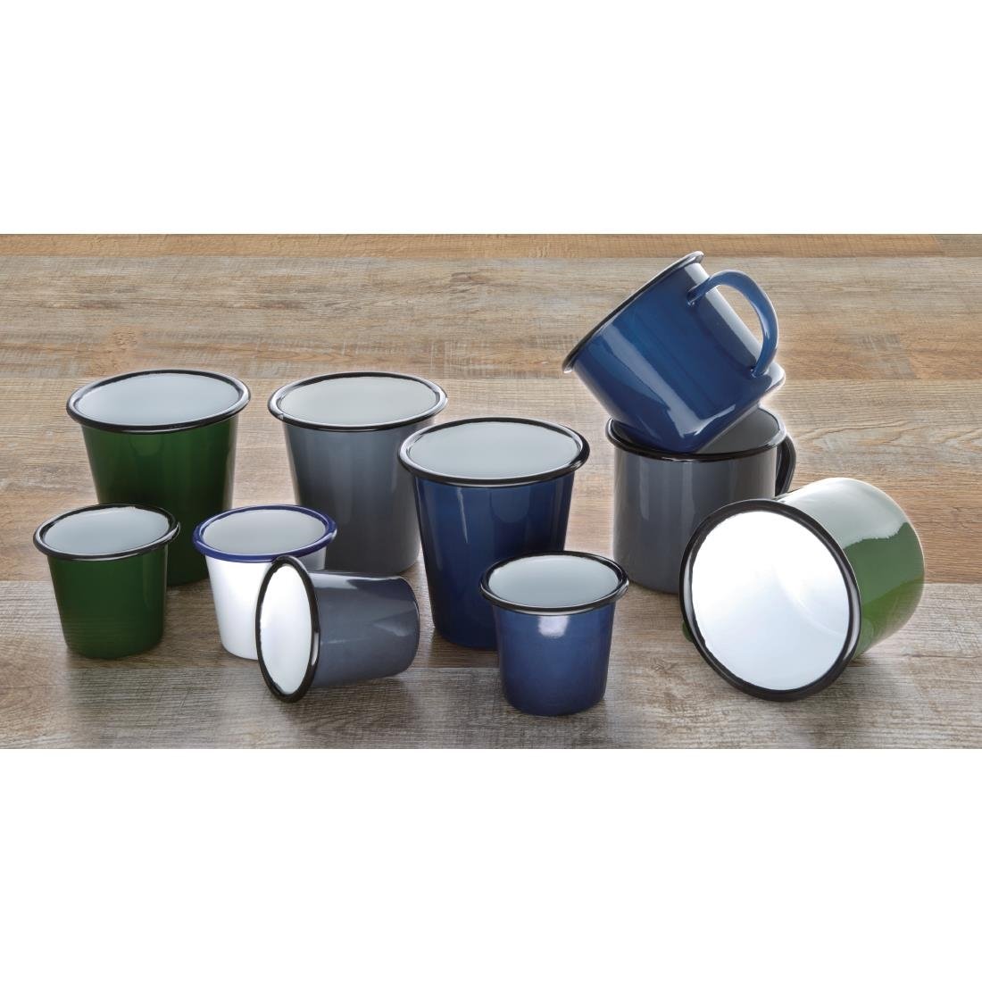 Olympia Emaille sauspotje wit en blauw 11,4cl (6 stuks)
