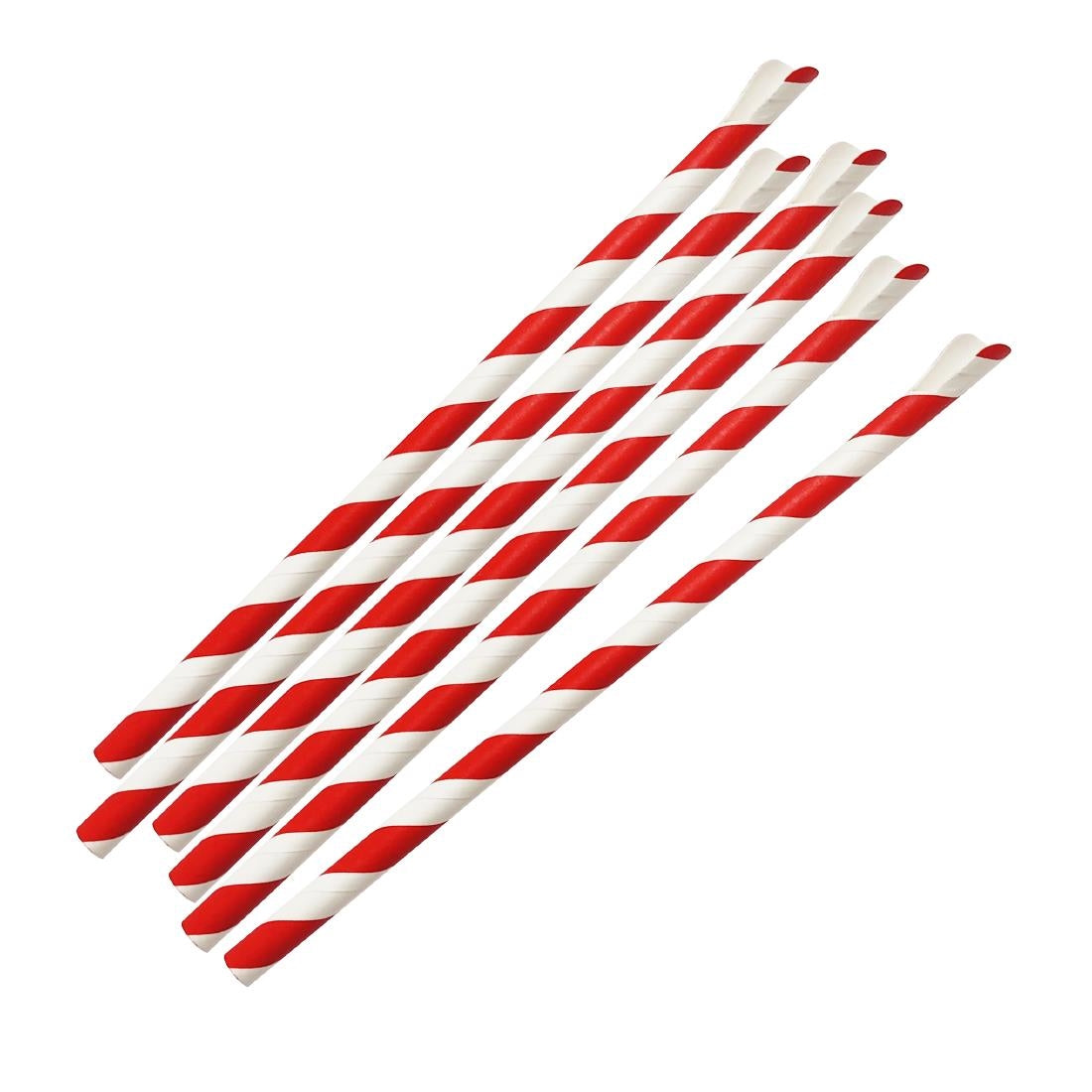 Fiesta Composteerbare Papieren Lepelrietje Rood & Wit Gestreept 210x8mm (Pak Van 250)