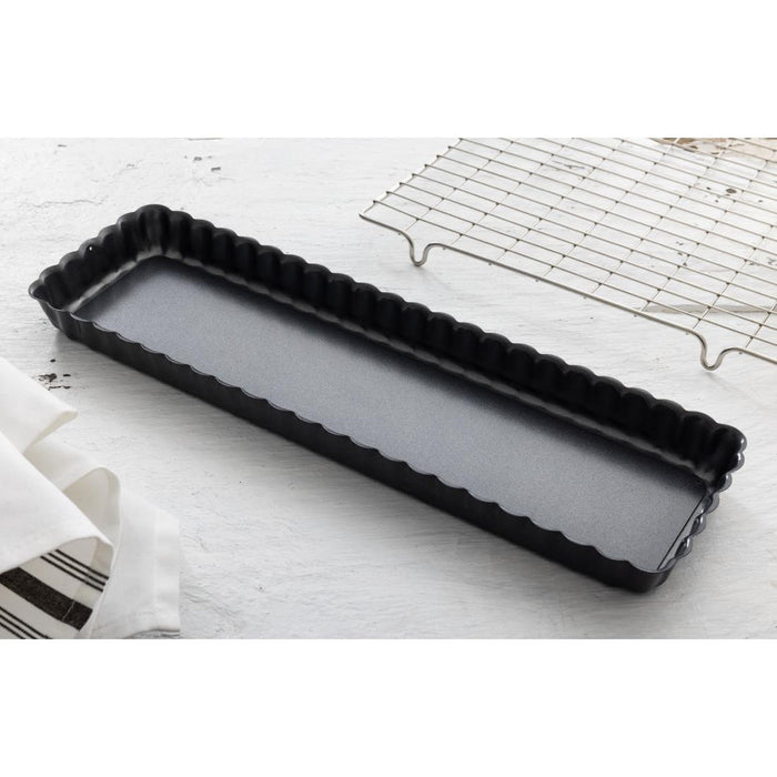 De Buyer rechthoekige anti-kleef taartvorm met losse bodem 35,6cm