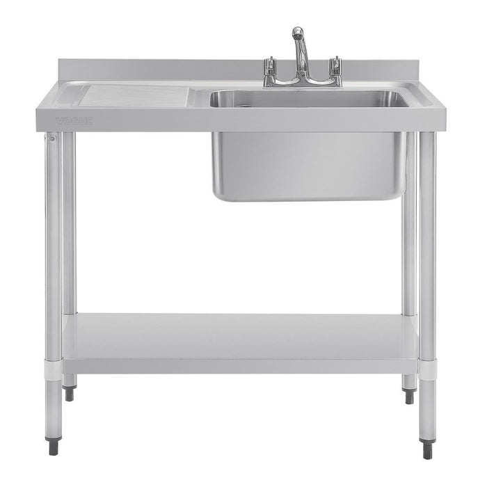 Vogue RVS spoeltafel enkele spoelbak afdruiprek links 100x60cm