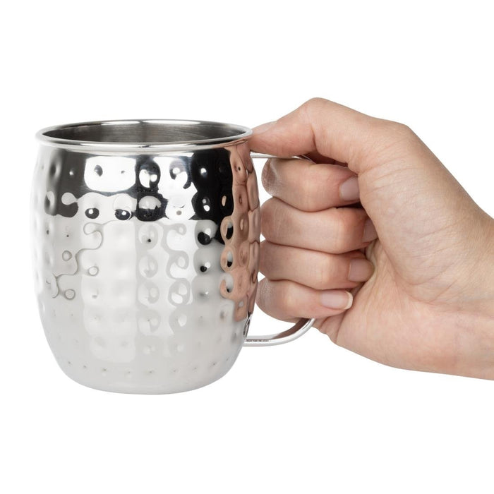 Olympia Barware Gehamerde RVS Mokken 440ml (Verpakking Van 6)