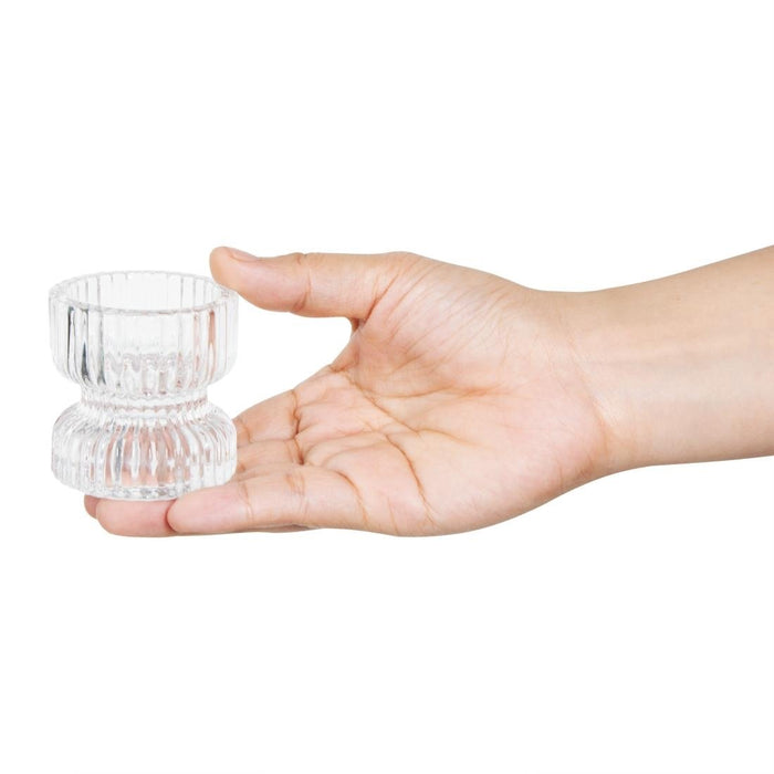 Olympia Geribbelde Glazen Theelicht/Kaarshouders 52x52mm (6 stuks)