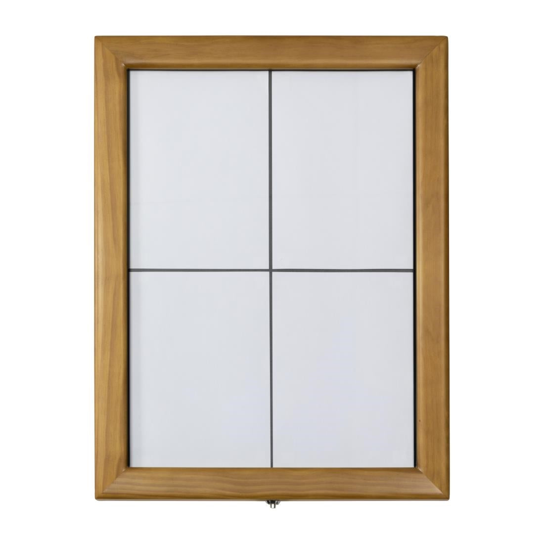 Securit Teak wit LED informatie 4xA4 display (excl paal en voet)