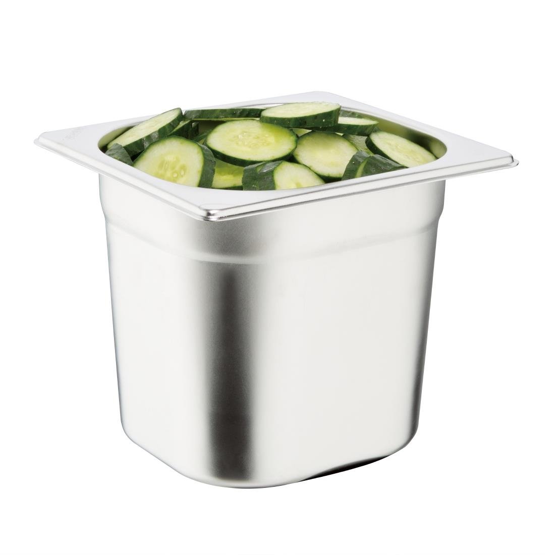 Vogue roestvrijstalen gastronorm bakset met deksels 1/6 (set van 6)