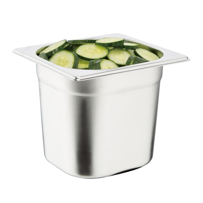 Vogue roestvrijstalen gastronorm bakset met deksels 1/6 (set van 6)