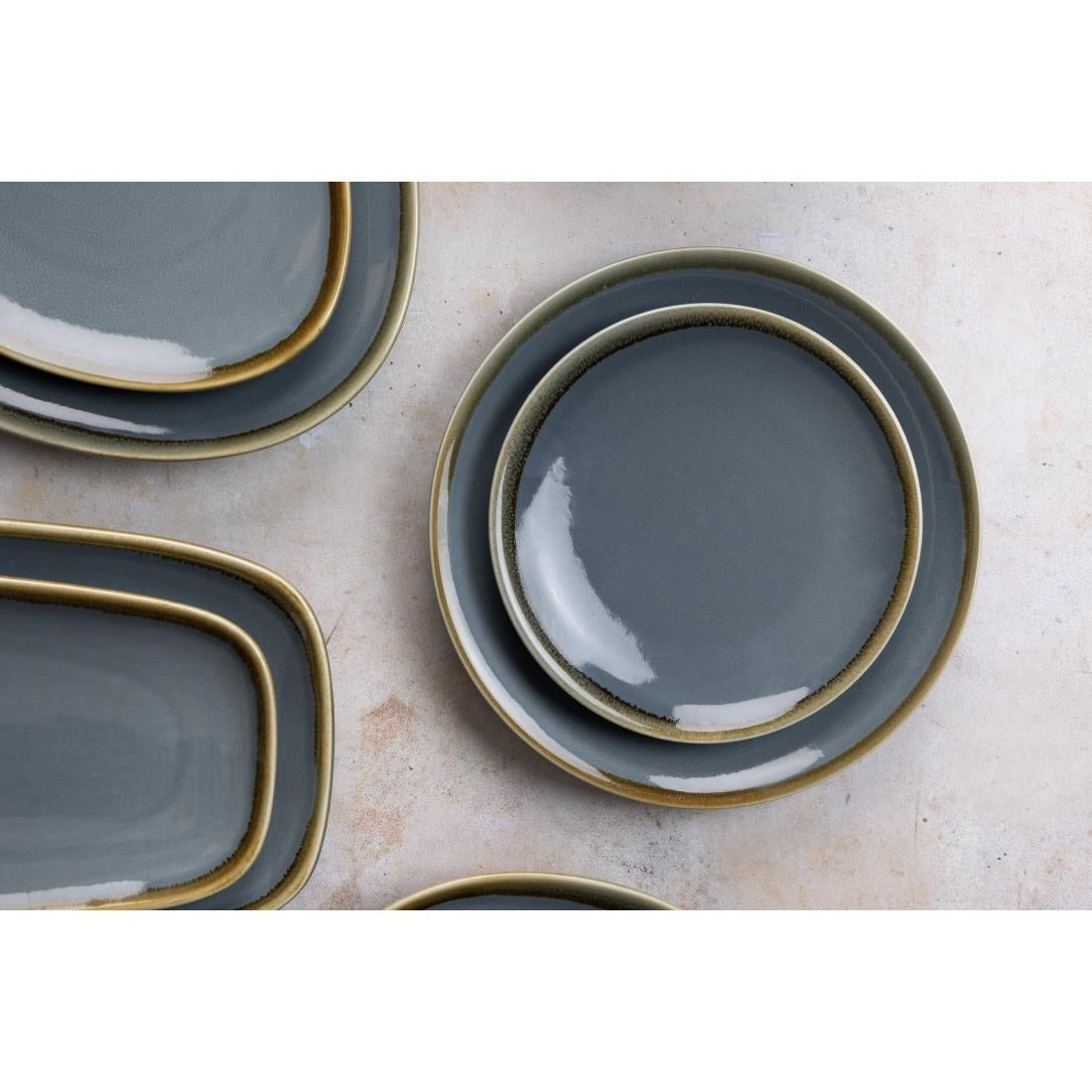 Olympia Kiln ronde coupeborden blauw 17,8cm (6 stuks)