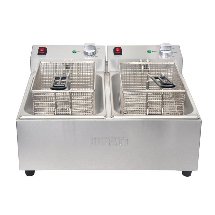 Buffalo dubbele tank dubbele mand 2x5ltr countertop friteuse 2x2.8kw