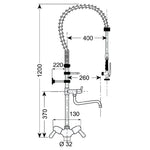 Gastro M voorspoeldouche monobloc hoog model met zwenkkraan