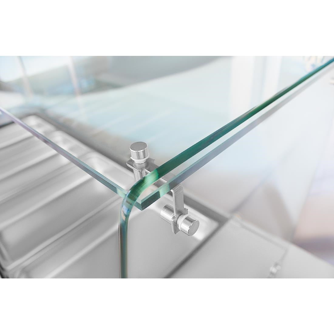 Polar U-serie vierdeurs saladette met vierkant kuchscherm