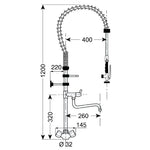 Gastro M voorspoeldouche met draaiknoppen en zwenkkraan 120cm